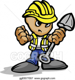 Vector Clipart - Construction worker with determined face ...