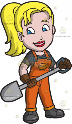 A Female Construction Worker Holding A Shovel: A woman with ...