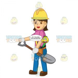 Female Construction Worker Holding A Shovel