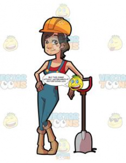 A Female Construction Worker Poses With A Shovel
