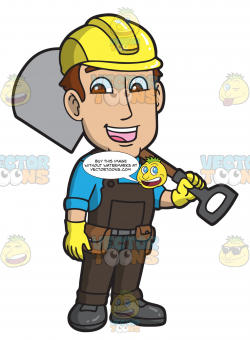 A Male Construction Worker With A Shovel