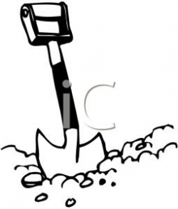 Shovel Digging In the Dirt - Royalty Free Clipart Picture
