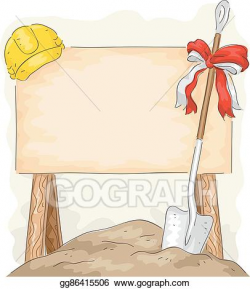 EPS Illustration - Ground breaking construction shovel board ...