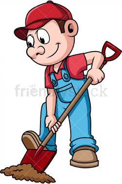 Farmer Digging The Soil With Shovel | Cartoon, Creative ...