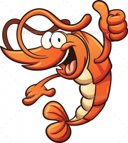 Cartoon shrimp with thumbs up hand sign. Vector clip art ...