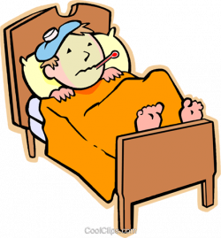 Boy sick in bed with the flu Royalty Free Vector Clip Art ...