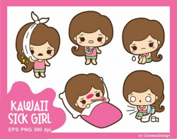 Kawaii girl clip art cute girl clipart sick girl clipart in ...