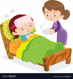 Mother take care sick girls Royalty Free Vector Image | Sick ...