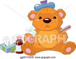 Vector Stock - Sick teddy bear. Clipart Illustration ...