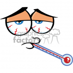 10879 Royalty Free RF Clipart Sick Cartoon Funny Face With Tired Expression  And Thermometer Vector Illustration clipart. Royalty-free clipart # 403547