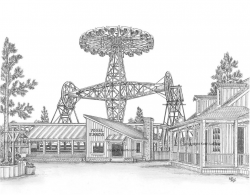 Wheel Burrow / Six Flags over Georgia 1969 | Pencil drawing ...