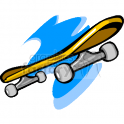 A Yellow Skateboard with Silver Trucks and Wheels clipart. Royalty-free  clipart # 169567