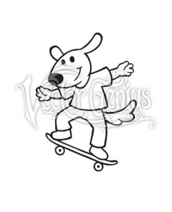 High Resolution Cute Skateboarding Dog Clip Art Stock Art