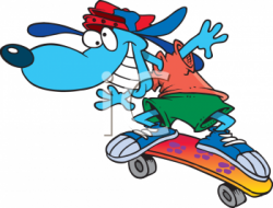Cartoon Clipart Picture Of A Dog Riding A Skateboard ...