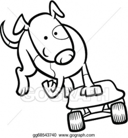 Vector Art - Dog on skateboard coloring page. Clipart ...