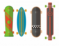 Skateboarding Flat Design Longboard - Skate Board Vector ...