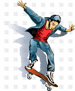 Young Man On The Skateboard Vector Clipart | CQRecords