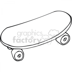 Black and white outline of a skateboard clipart. Royalty-free clipart #  382619
