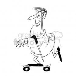 max the senior riding a scooter black white clipart. Royalty-free clipart #  397780