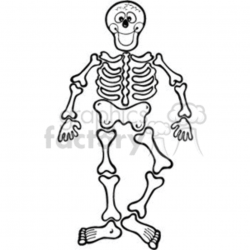black and white cartoon skeleton clipart. Royalty-free clipart # 144861
