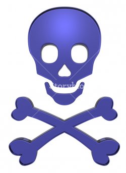 Blue Skull And Crossbones Isolated On White. Royalty-Free Stock ...