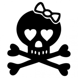 Image detail for -Girly Skull and Crossbones with bow decal 1 ...