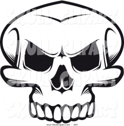 Vector Clip Art of a Black and White Angry Skull Outline Logo by ...