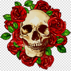 Skull, Illustration, Rose, transparent png image & clipart free download