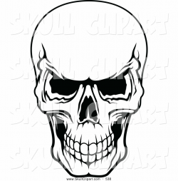 scary scull Clip Art | Vector Clip Art of a Frightening Black and ...