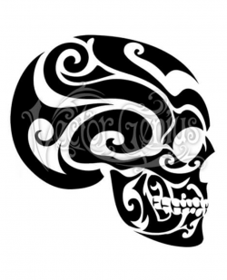 Beautiful Skull Design Tattoo Flash Clip Art