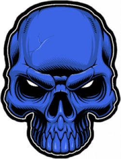 Evil Blue Skull Sticker