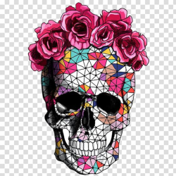 Skull and flowers illustration, Calavera Flower Skull Rose ...
