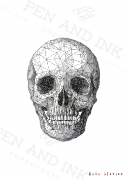 Geometric Skull - pen and ink