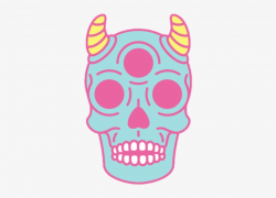 Cute Kawaii Skull Horns Blue Pink Pastel Tumblr Threeey ...