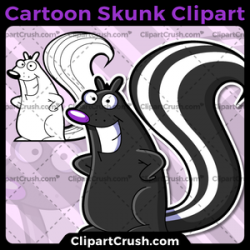 Cute Cartoon Skunk Clipart - Smiling Skunk Cartoon Character Mascot