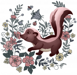 Skunk in flowers clipart. Free download. | Creazilla