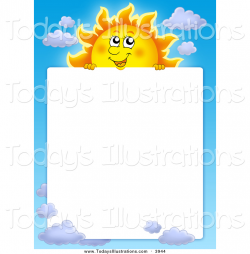 Clipart of a Happy Sun and Sky Border Around Text Space by ...
