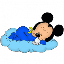 Baby Mickey Mouse Sleeping On Blue Pillow Wearing Blue ...
