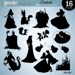 Sleeping Beauty silhouette clipart, Digital silhouette ...
