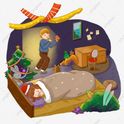 Christmas Christmas Eve Gift Family, Warm, Sleeping Girl ...