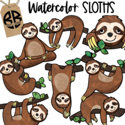 Watercolor Sloth Clipart