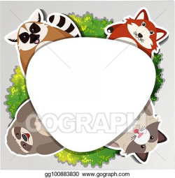 Vector Art - Round border with sloth and raccoon. EPS ...