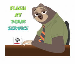 Flash From With - Sloth From Zootopia Clipart Free PNG ...