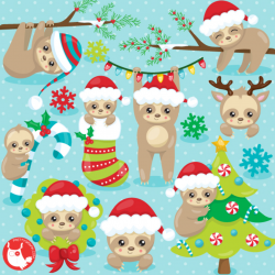 Christmas Sloth Clipart