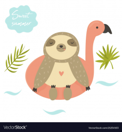 Funny swimming sloth summertime design