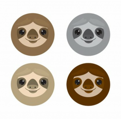 Cute face sloth, Animals. sloth on white background Vector ...