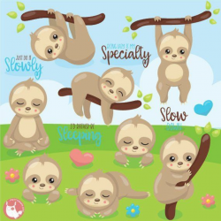 BUY20GET10 - Sloth clipart commercial use, animal vector ...
