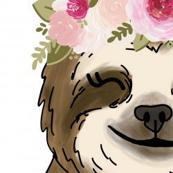 Floral Crown Sloth Art Print – KT\'s Canvases