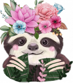 sloth sloths floral flowers - Sticker by Bianca