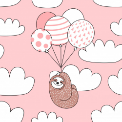 Seamless pattern with cute sloth with balloons. Vector ...